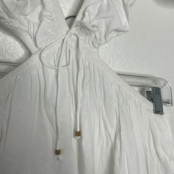 Tularosa Colleen White Mini Dress Sleeve Cotton Elastic Waist Size Small - Picture 3 of 7